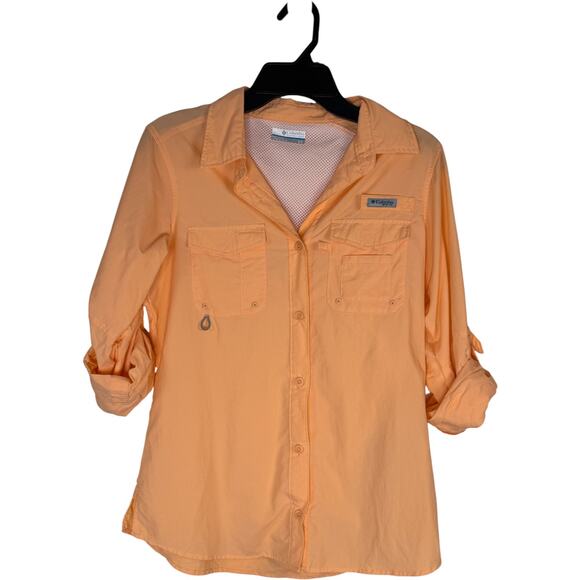 Columbia Tops - Columbia PFG Womens S Peach Vented Fishing Shirt Roll Tab Sleeves